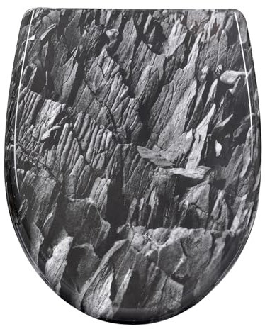 WOLTU Toilettendeckel, WC Sitz mit Absenkautomatik, Klodeckel mit Quick-Release-Funktion, Klobrille O-Form mit Motiv, Montage von oben zu unten, 175 kg belastbar