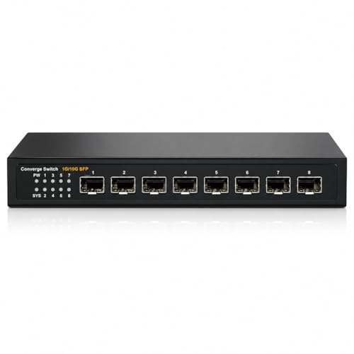 Elfcam® - 10Gb Commutateur avec 8 Ports 10G SFP+ , 10GbE Switch Fibre Optique Compatible avec Freebox Ultra et Orange Livebox 6, Rallonge Votre Réseau 10Go