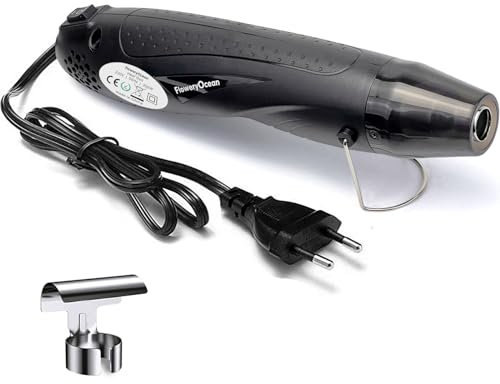 FloweryOcean Mini pistola ad aria calda da 350 W, 2 impostazioni di temperatura 392°F/662°F, per goffratura artigianale, tubi termoretraibili, resina epossidica, ritiro riscaldato, asciugatura a
