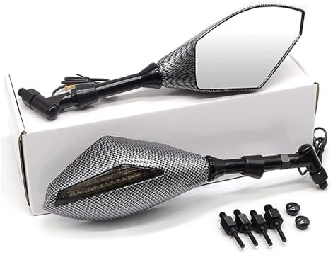 Ciloc Für R1200 R RT ST RS GS R1250 R GS RT S1000 RR R XR Motorrad Rückspiegel Seitenspiegel Blinker Licht Seitenspiegel Universal Rückseitenspiegel(Carbon Fiber)
