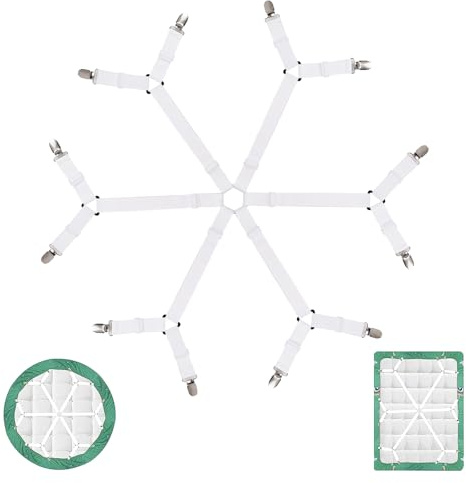 Bettlakenspanner, Spannbettlaken Spanner, Bettlakenspanner Verstellbar, Bettlaken Halter, Spannbettlaken Halter, Lakenspanner, 3-Wege-6-Seiten-Clips, Geeignet für Bettlaken und Spannbettlaken, Weiß