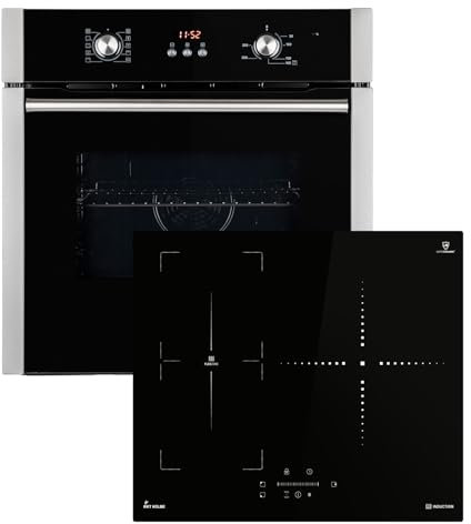 Cuisinière: 60cm Four encastrable BO8805SS + 59cm Plaque Induction IND5903SP | Gril | Air chaud | Timer automatique | Double Vitrage d'isolation thermique | Sécurité enfant | SET8805IND593SP
