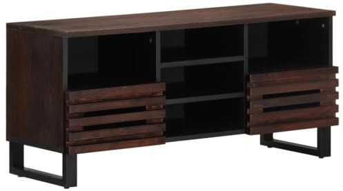 Sufrk Meuble TV marron 100 x 34 x 46 cm en bois de manguo-meuble TV meuble meuble TV meuble meuble industriel table basse vintage console pour salon