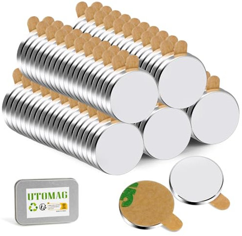 100 Pezzi Calamite Autoadesivi al Neodimio 8x1mm, Mini Magneti Adesive Forti Con Tondo Per Magnete per Frigo, Artigianato, La Presentazione,Cucina e Ufficio