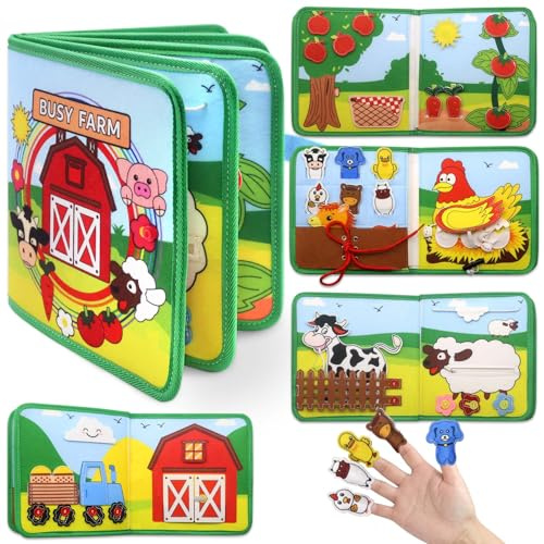 Meafeng Jouet Bebe 1 an Busy Board Montessori, 18 en 1 Busy Book Jouet Enfant 1 2 3 Ans Livre Montessori 1-3 Ans Jeux Montessori, Jouets d'activité et de Développement Cadeau Enfant 1 2 3 Ans