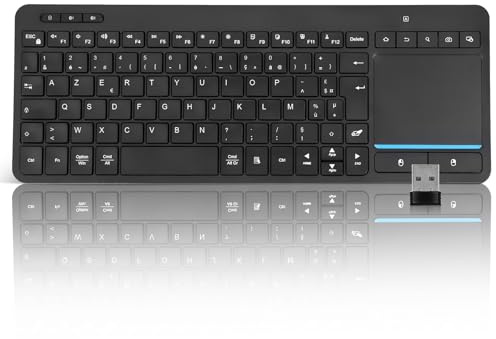 Bnnwa Clavier sans Fil Multi-appareils avec pavé Tactile-Clavier Bluetooth doté d'un Grand pavé Tactile, Compatible avec 3 appareils PC/Windows/Android/Chrome OS/Smart TV/HTPC - AZERTY