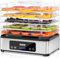 YASHE Déshydrateur Alimentaire, Séchoir à Aliments en Inox à 5 Plateaux, 400W, Minuterie et Température Réglables pour Viande Séchée, Herbes, Fruits et Friandises pour Chiens