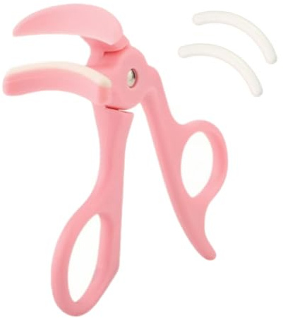 Vophoeen Wimpernzange mit Komfortgriff und Silikon-Pad, überlegener Lockeneffekt für langanhaltendes Heben, inklusive 2 Silikon-Ersatzpads, einfach zu verwenden für alle Augenformen (Rosa)