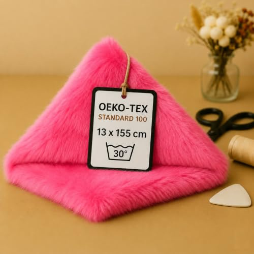 StoffBook pink kunstfell Band, Fellbordüre, Teddyplüsch, Fellreste zum Basteln, Stoff Nähen, Bastel Fell, Plüschstoff, Fellstreifen, Teddystoff für kreative DIY-Projekte, Kinder, d204