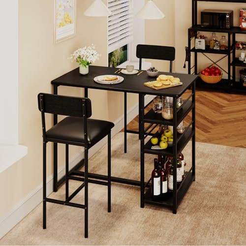Virimolo Tavolo Da Bar Con 2 Sgabelli, Set Tavolo Moderno Da Cucina, Tavolo Da Bar Per Cucina, Soggiorno e Sala Da Pranzo
