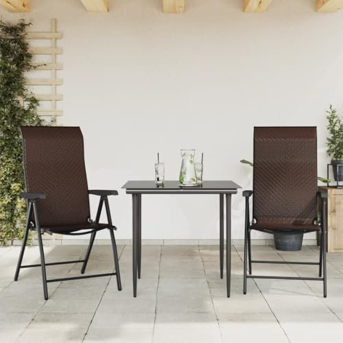XINCXIN Gartenstühle 2 STK., Terrassenstühle Gartenmöbel Stuhl Gartenstühle Geeignet für Outdoor Garden Balcony Terrace Klappbar Braun Poly Rattan
