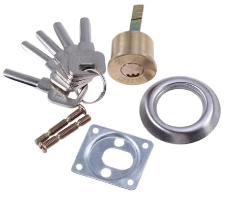 KONTONTY Rim Cylinder Lock with Keyed Access Security Replacement Lock Cylinder for Garage Doors Heavy-Duty Brass Construction Suitable for External Doors Key Style