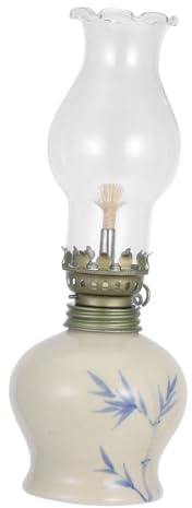 SOLUSTRE Vintage Öl Laterne aus Keramik und Glas mit Wiederbefüllbarem Design Vielseitige Öllampe für Notbeleuchtung und Stilvolle Wohnraumdekoration im Klassischen Stil