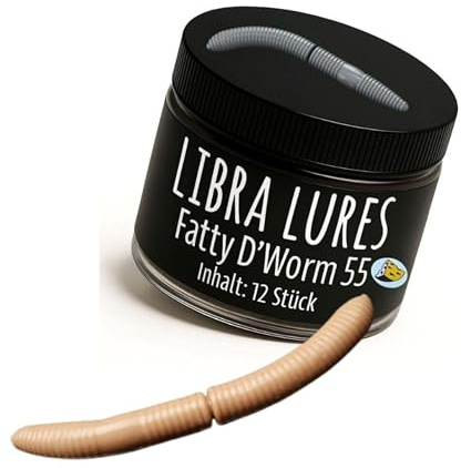 Libra Lures Fatty D`Worm Tournament 55mm Forellenköder Supersoft | 12 Stück | Aroma: Käse | Farbe: 035/ Pellet | Gummiköder | Forellenköder Neuheiten | Erfolgreicher Forellen Angeln mit dem Fatty