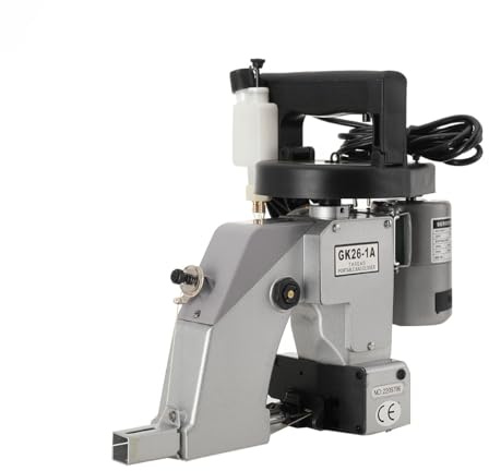 HandnäHmaschine, 220v 90w HandnäHmaschine FüR Dicke Stoffe, Kleine NäHmaschine FüR Gewebesack Und Papiersack Inkl. Sandsack Jutesack Getreidesack Mit 4 Rolle NäHfaden,10 Nadel
