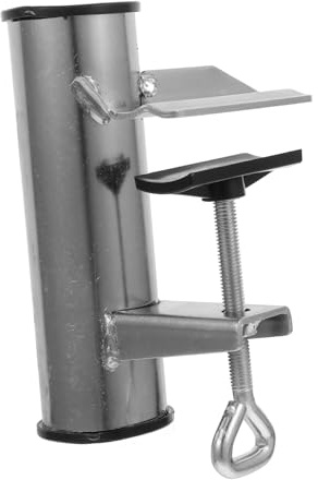 FONDOTIN Pince pour Parasol De Plage Et Support De Parasol à Pince en Fer Galvanisé Argenté Fixation Stable De Terrasse Et Balcon Clip Robuste Résistant Au Vent Installation Extérieure Polyvalente