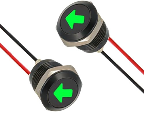 2PCS 12V LED Signal Indicator Lights, Waterproof 1/2 Panel Mount Turn Indicator with Left/Right Arrows,Suitable for Automotive dashboard and Marine Use