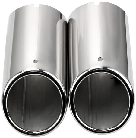 ISJRJF Tubo di Scarico per Marmitta 2 Pezzi per Audi A4 B8 A3 A1 Q5 per VW Tiguan Adatto per Volkswagen Passat B7 CC terminale di Scarico per Auto Tubo silenziatore Punta di Scarico Coda(Silver)