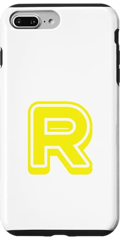 Retro Bold Letter YELLOW - R - Outline Design - Alphabet Case for iPhone 7 Plus/8 Plus