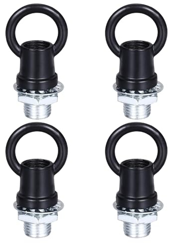 PATIKIL 4 Stück Ringmuttern M10x1.0 mm, Ringschrauben 22 x 28 mm, Ösenmuttern, Heberingmutter für Kronleuchter Kristall-Lampen Kerzenhalter LED-Lampen, 8 kg Maximale Tragkraft, Schwarz