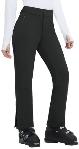 baleaf Skihose Damen Wasserdicht Softshellhose Gefüttert Thermohose Winter Warm Outdoorhose Snowboardhose Skifahren mit Taschens Schwarz L