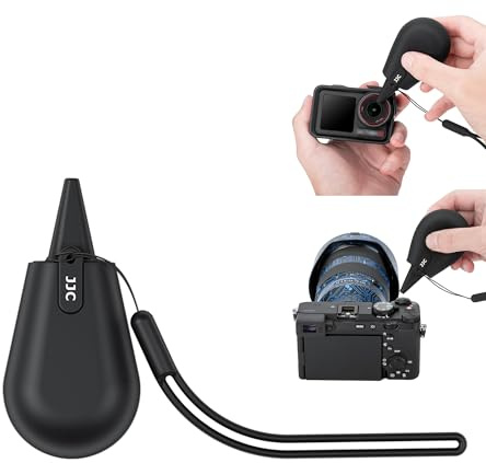 JJC Souffleur d'air en silicone souple avec cordon, nettoyeur de poussière pour appareil photo reflex numérique, capteur de poche, 3 filtres d'objectif, nettoyage de claviers