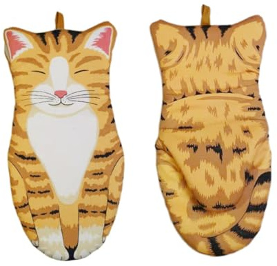 COLLBATH de Four Coton Résistants Chaleur Motif Chat Mignon Isolante Brûlure pour Cuisine et Micro Ondes Unique Unisexe