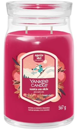 Yankee Candle Duftkerze im Glas (groß) SANTA ON SKIS - Signature Kerze Winterkollektion 2025 - Apres Ski mit Brenndauer bis zu 90 Stunden