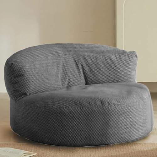 SXBCyan Sillón Puff Sin Relleno Cómodo Sofá Puff con Respaldo Funda Gruesa Y Suave De Gofre Puff Salón Sofá Grande Sofá De Suelo For Juegos Y Lectura(Dark Grey)