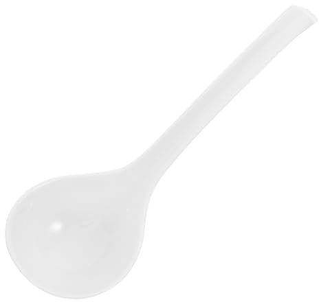 Generic Bone China Ceramic Soup Ladle with Long Handle Dishwasher Safe Traditional Asian Soup Spoon for Ramen Wonton Miso and Pouring White Porcelain Ladle for Kitchen Cooking and Serving