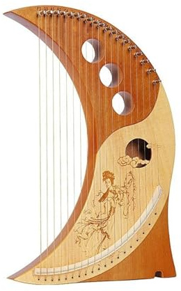 Harfe 19-saitiges Lyra-Klavier aus massivem Holz, Harfe, tragbares Musikinstrument mit Stimmschlüssel-Werkzeug