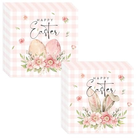 Ovanda Osterservietten, 20 Stück 33x33cm Servietten Ostern Frühling, Serviettens Niedliche Hasen, Osterservietten Nostalgie, Ostereier Einweg Servietten Blumen Ostern Tischdeko