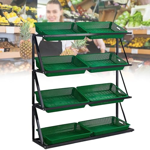 WJFTODAY Cesta para Frutas y Verduras de 4 o 5 Niveles, estantería para Tiendas minoristaminoristas, frutero para supermercados, Cesta para Aperitivos para Cocina, Oficina y Tienda, marrón, 5 Niveles