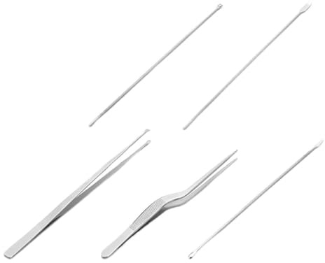 COMPUKAS Ear Wax Tool Set Hygienic Lightweight 5pcs Stainless Steel Ear Cleaner Spoons with Different Shapes Earwax Cleaning Kit Safe for Adults for Home Use