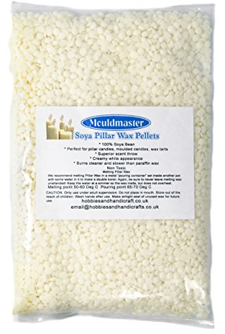 Mouldmaster Soy Pillar Candle Wax pellets 500g, SOYA, Cream/Off White