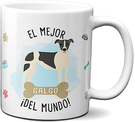 Taza el mejor galgo del mundo regalo original taza perro ceramica 330 mL