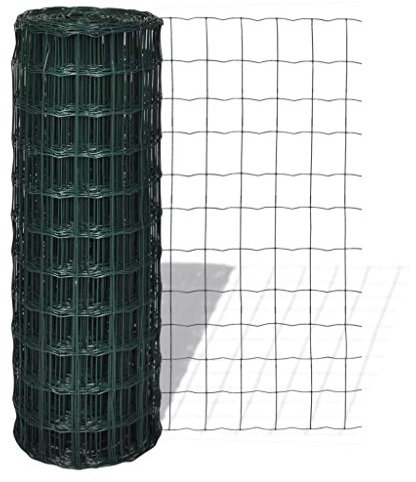 Tidyard Euro-Zaun Maschendrahtzaun Gartenzaun-Set Gitterzaun 25 x 1,7 m mit 100 x 100 mm Maschenweite Stahl Garten oder Hof Dekoration