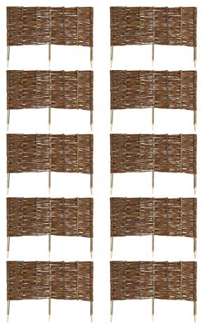 MC.Sammler 10 x Weide Beeteinfassung 16 Größen (Höhe: 40 cm Länge: 100 cm) Weidenzaun Rasenkante aus Weidengeflecht - Garten Beetbegrenzung für Blumen - Steckzaun mit Buchepflöcken für Weg-Abgrenzung