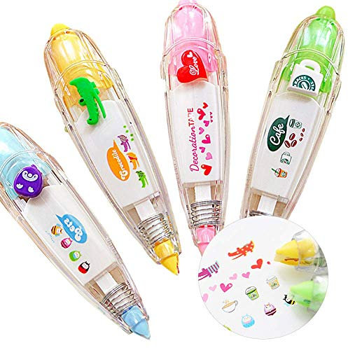 LANGING 4 unidades de cintas adhesivas para decoración de pinturas, bolígrafos y correctores, bonitos patrones