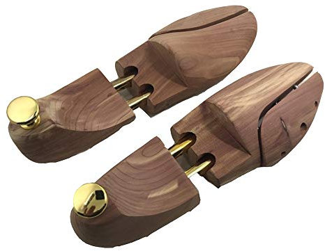BaronHong Men's Shoe Trees Twin Tube Adjustable Red Cedar Wood Boots Trees(wood,37-38)