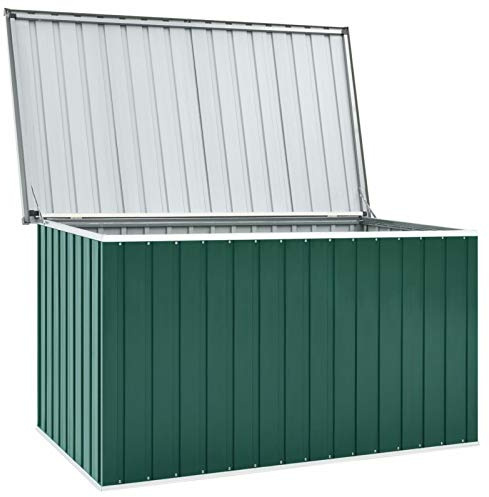 Tidyard Baule da Giardino per Esterno Impermeabile in Acciaio zincato,Cassapanca Contenitore da Giardino per Esterno,149x99x93 cm/171x99x93 cm,Verde