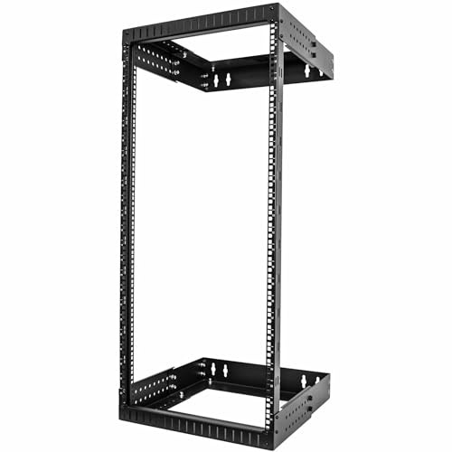 StarTech.com 2-Pfosten 24HE Heavy-Duty Wandmontage Netzwerk-Rack, 19 Open Frame Server Rack mit Einstellbarer Tiefe, Wandmontage Daten-Rack für IT/AV/Patch Panele/Computer (RACK-24U-20-WALL-OA)