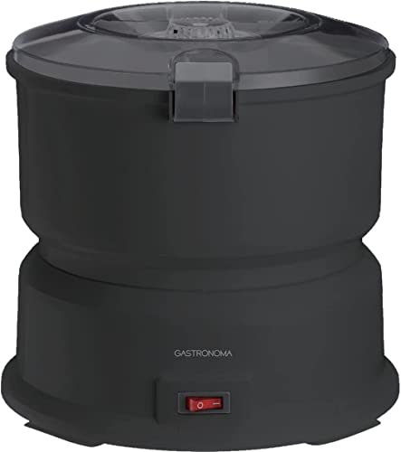 Gastronoma 18220001 - Pelador de patatas con escurridor de ensalada, 1 kg, pelador eléctrico de patatas, de plástico, color negro