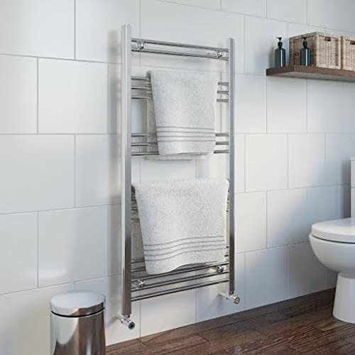 DuraTherm Dual Fuel Heated Towel Rail Chrome Designer Flat Manual Electric 1200x600