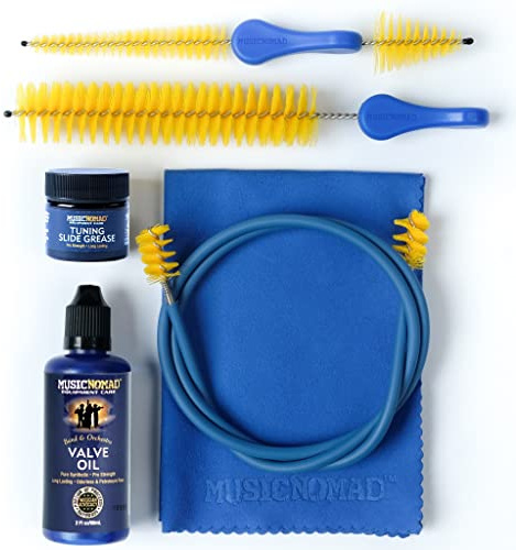 MusicNomad 6 pc. Premium Trumpet (Cornet) Cleaning & Care Kit with Extra Care Built into our Product Designs, Formulas, Instructions, Give Back & Storage Bag for Complete Care (MN770)