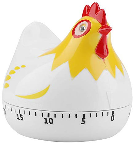 Kochtimer, Reizendes Huhn Karikaturmuster, Manueller Countdown Timer, Küchenmechanischer Drehalarm, Countdown Uhr, Erinnerungswerkzeug Zum Kochen, Backen (Weiß)