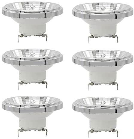 Sunlite 41829 AR111 Reflector Spot Light Bulb, COB, 24 Degree Beam Angle, 10 Watts, (75 Watt Equivalent), 750 Lumens, G53 Screw Terminal Base, 12 Volts, Non-Dimmable, 3000K Warm White, 6 Count