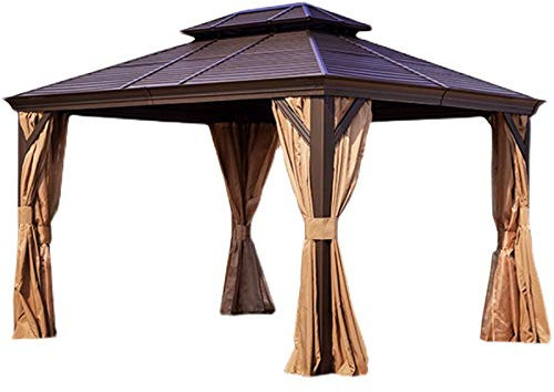 Gartenpavillon, Hochleistungs-Pavillon-Schutz im Freien Aluminiummöbel-Pavillon-Überdachung mit Netz und Vorhängen, für Patio