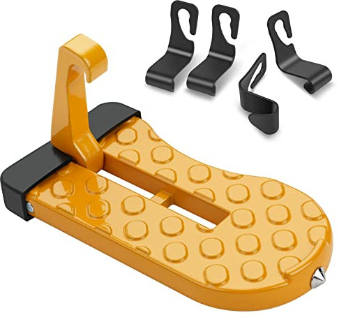 URAQT Gradino per Portiera Auto, Gradino per Portiera Auto Universale con 4pcs Gancio, Pieghevole Gradino per Portiera Auto Antiscivolo, Facile da Trasportare e Installare Accessori per Auto (Arancia)