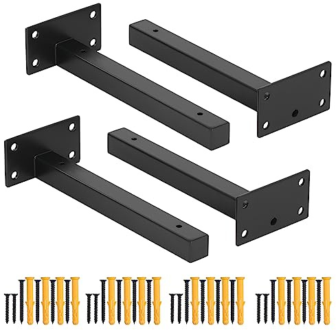 Faankiton 4 Stück Regalhalterung Regalträger 20cm, Schwerlast Regalwinkel | Industrielle Regal Wandhalterung, Wandträger Regalhalterung, Kaltgewalzter Stahl Schwimmende Regalhalterungen für Wandmontage